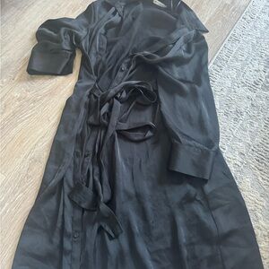 Zara Elegant Black Satin tie up dress